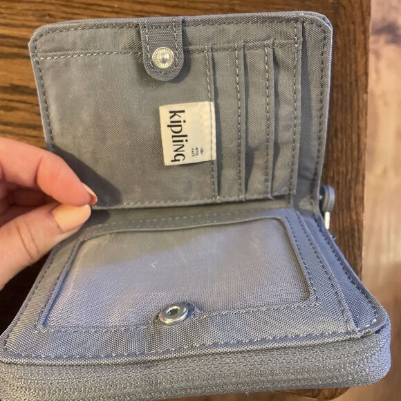 Kipling Blue Small Credit Card ID Wallet Zip Around Travel Live Light RFID - Picture 4 of 7